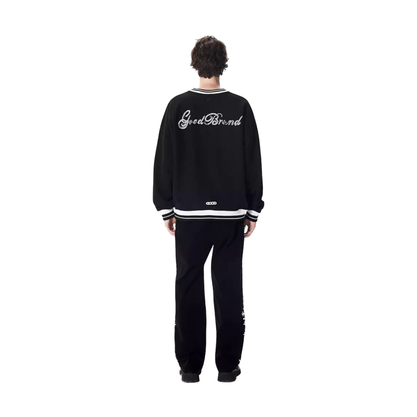 GOODBRAND 3D Embroidered Beaded Floral Long Sleeved Tee Black (FW25)