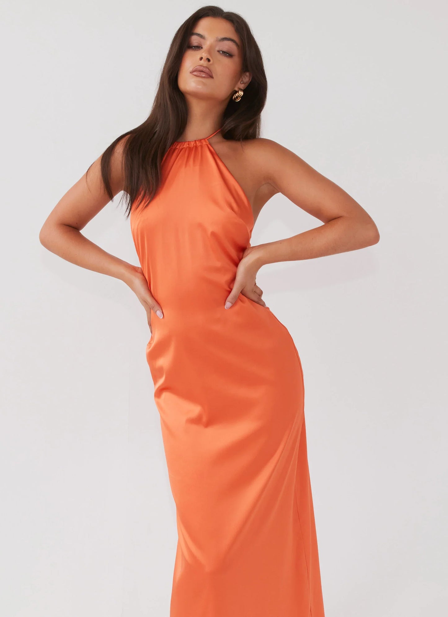 Melody Day Halterneck Maxi Dress - Tangerine