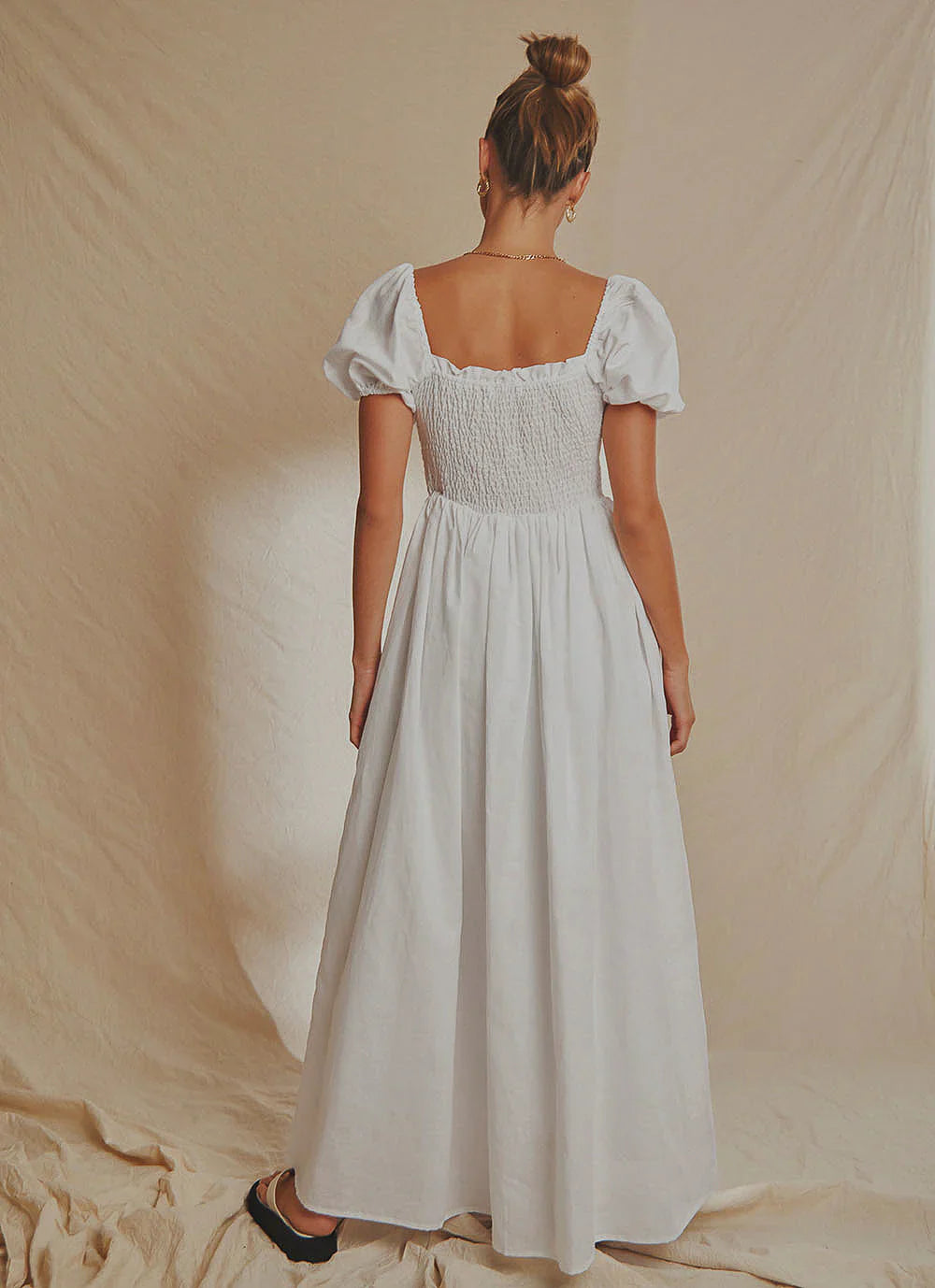 Florence Linen Maxi Dress - White