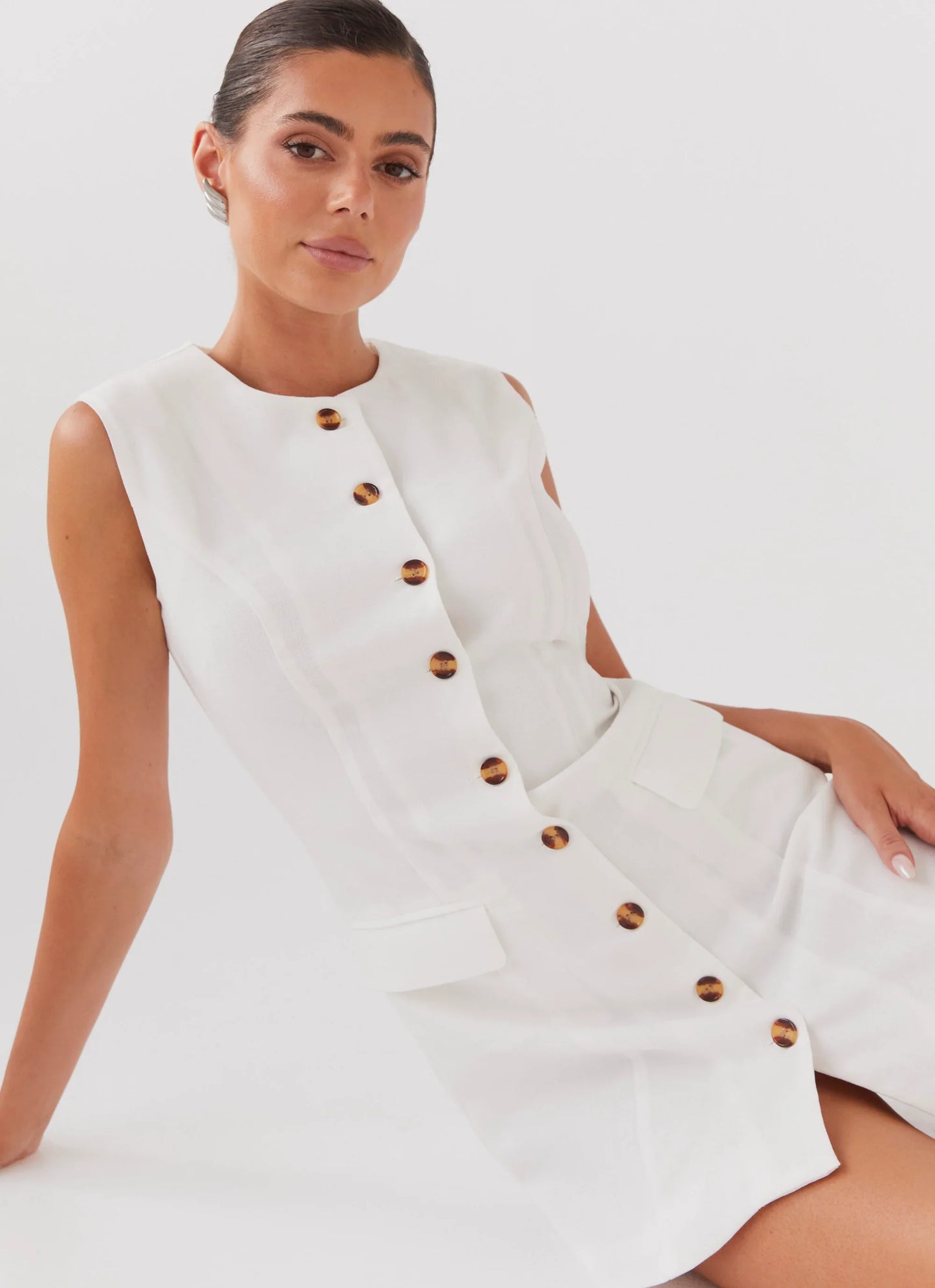 Castello Fiore Linen Mini Dress - White