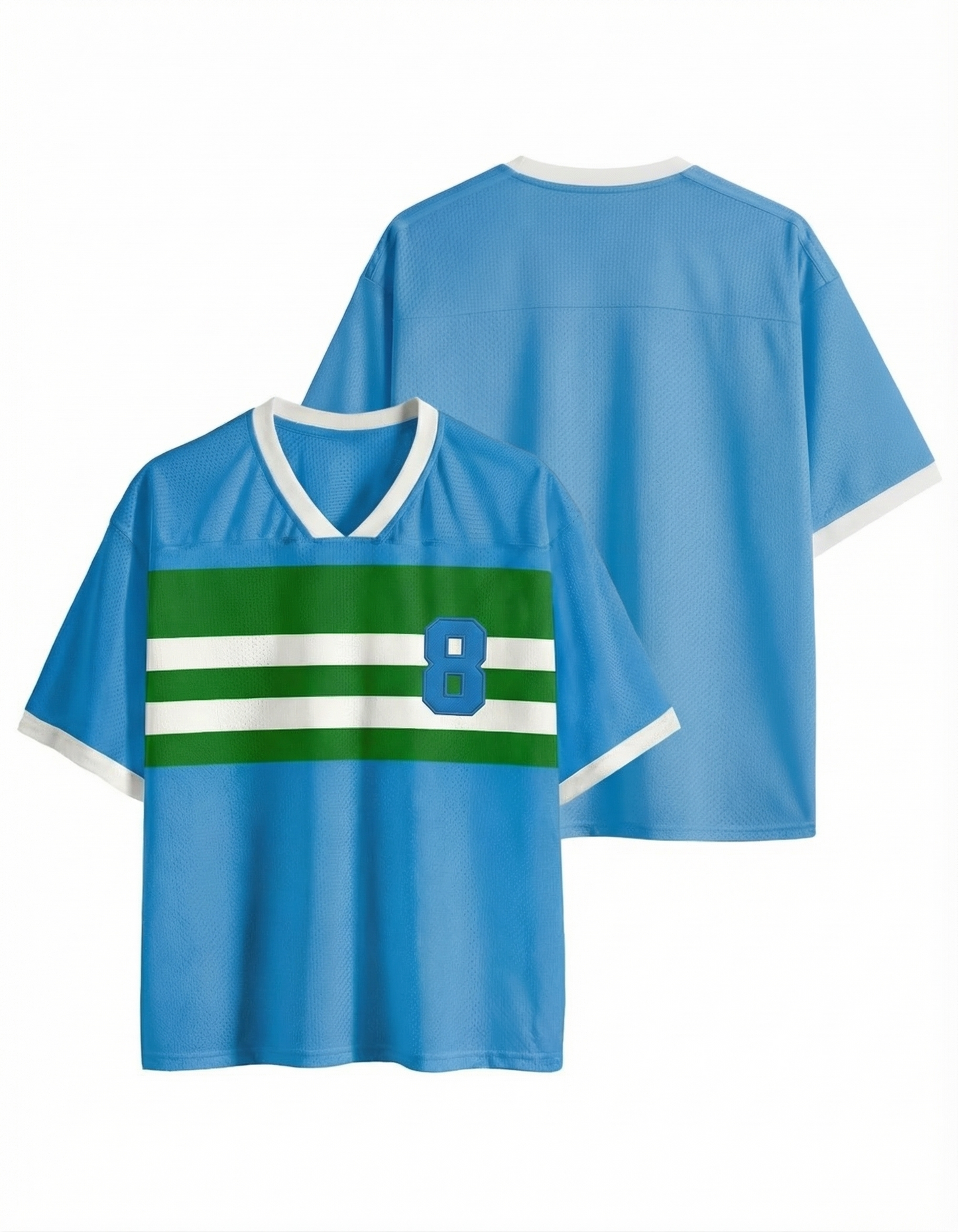 TheRetroTee Vintage Striped #8 Soccer Mesh Jersey