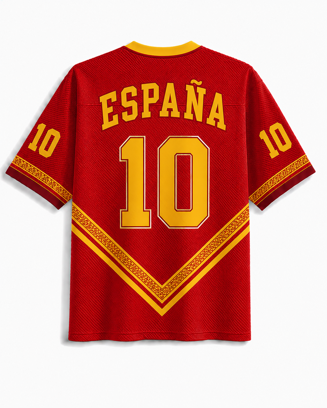 TheRetroTee Vintage Spain Classic Red & Gold Football Mesh Jersey