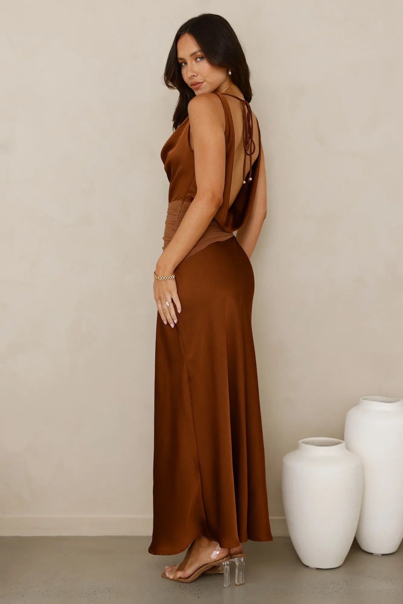 Celestial Spark Satin Maxi Dress