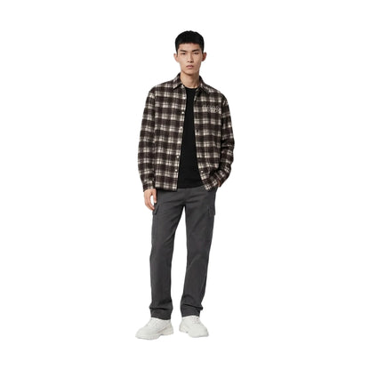 GOODBRAND Classic Slogan Pearl Plaid Shirt Brown (FW25)