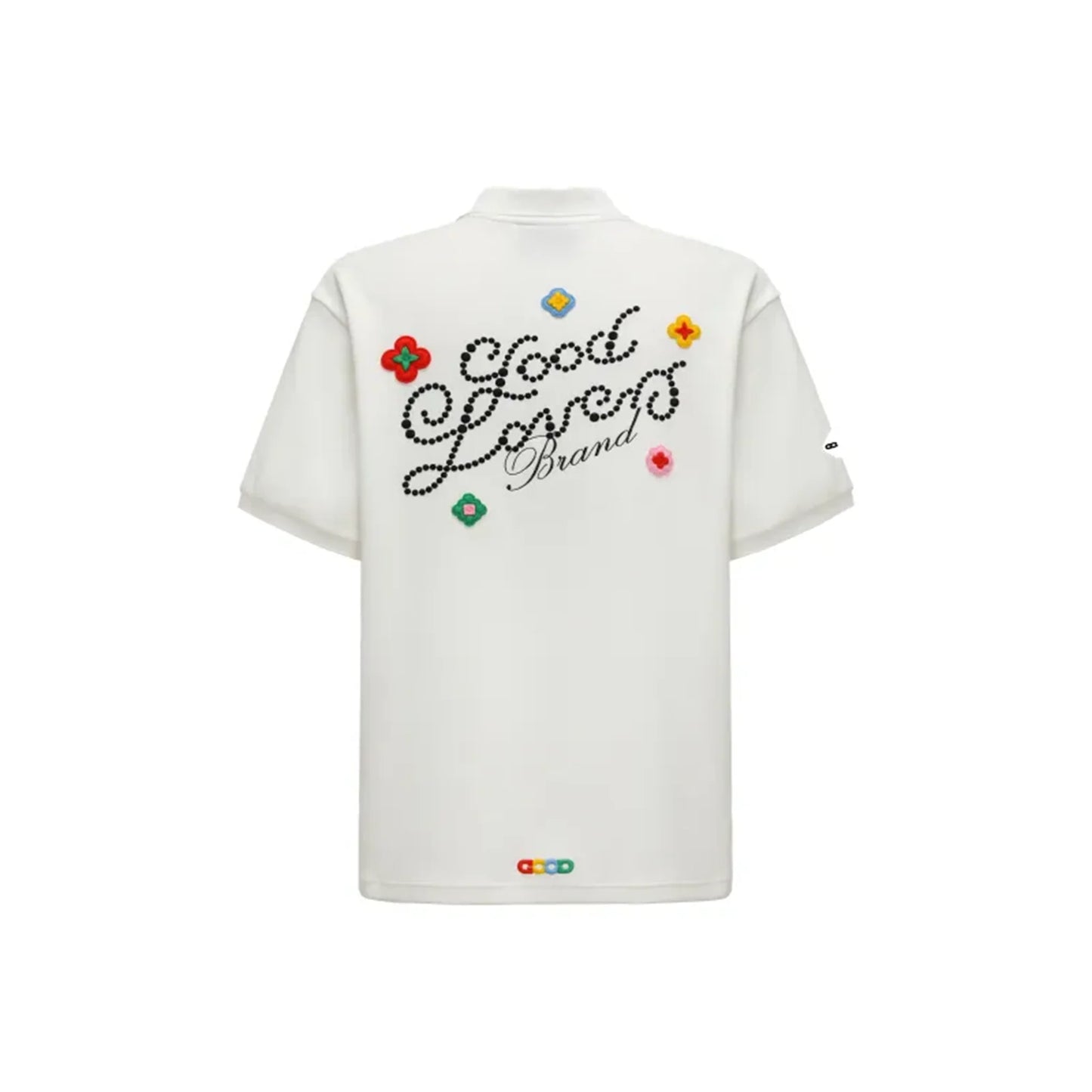 GOODBRAND Good Loves 3D Embroidered Slogan Polo Shirt White (SS25)