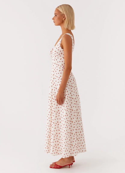 Rowena Midi Dress - Red Floral Ditsy