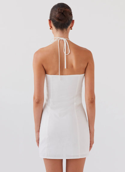 Island Echoes Linen Mini Dress - White