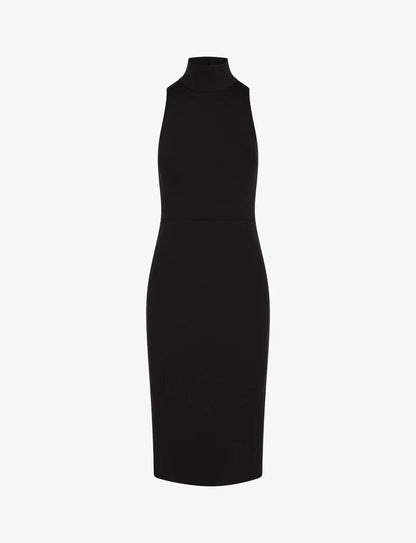 Neoprene Turtleneck Midi Dress