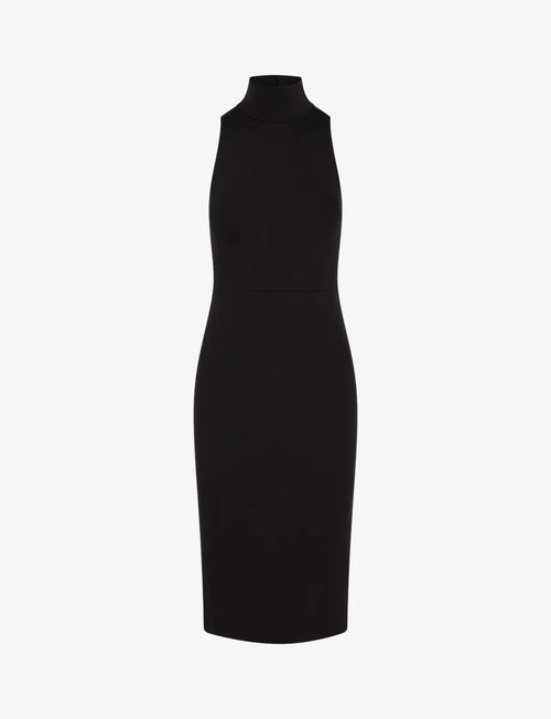 Neoprene Turtleneck Midi Dress