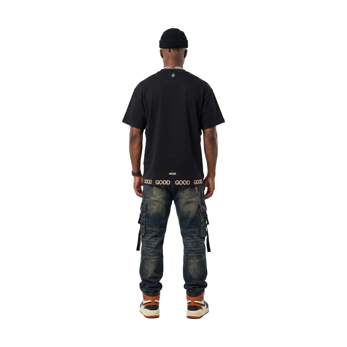 GOODBRAND Slogan Champagne Fragment Tee Black (SS26)