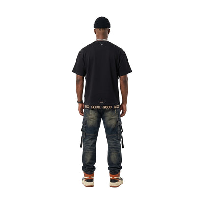 GOODBRAND Slogan Champagne Fragment Tee Black (SS26)
