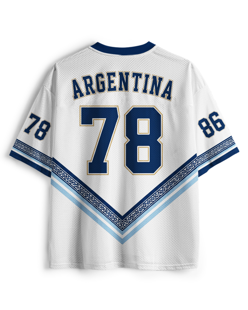 TheRetroTee Vintage Argentina Football Mesh Jersey