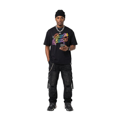 GOODBRAND Colourful Slogan Hot Stamping Tee Black (SS26)