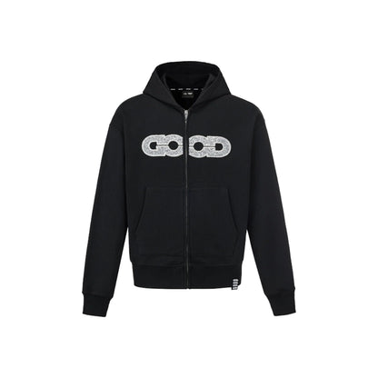GOODBRAND Good Map Sequin Embroidered Hoodie Black (FW25)