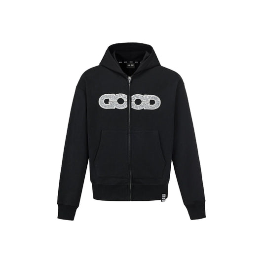 GOODBRAND Good Map Sequin Embroidered Hoodie Black (FW25)
