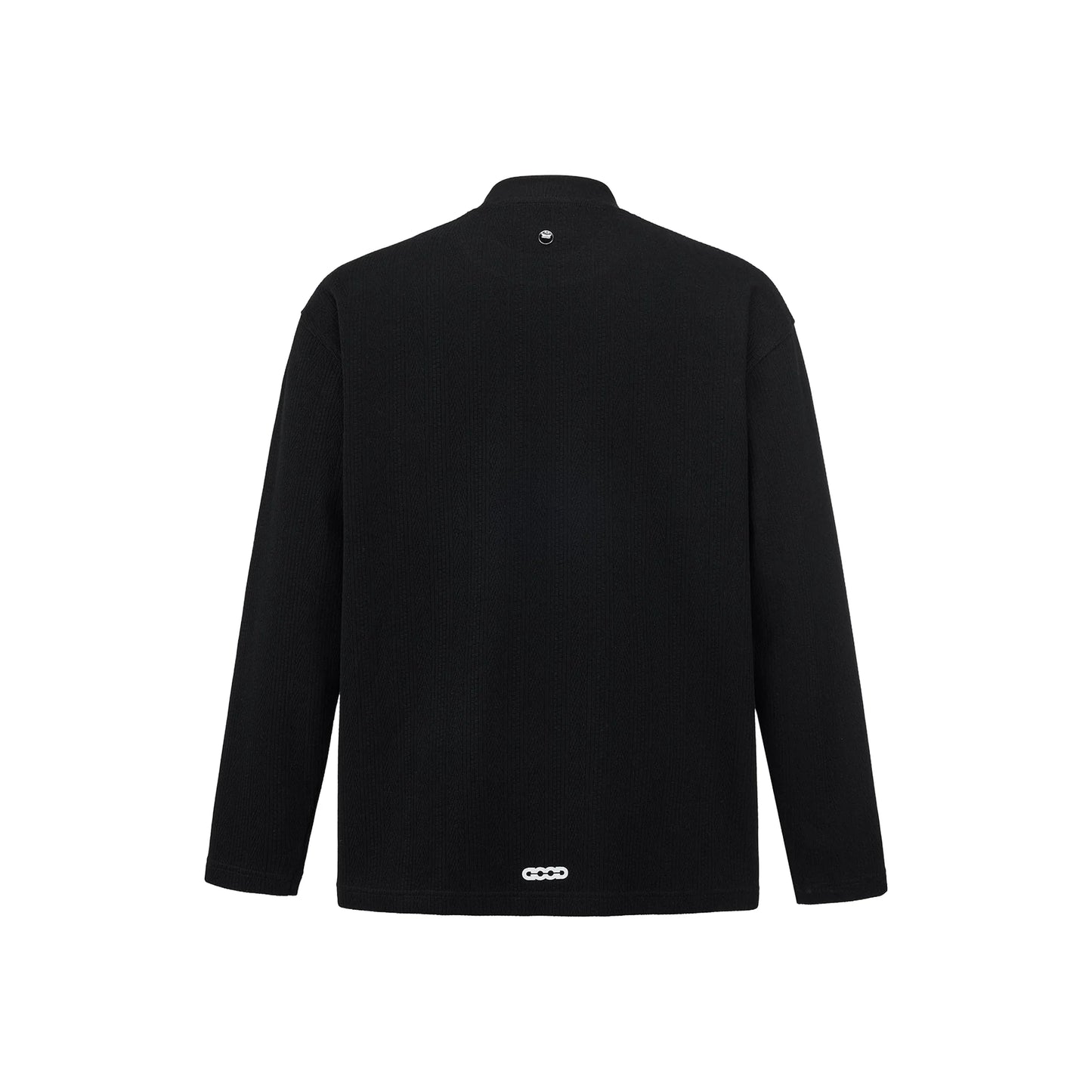 GOODBRAND Splicing Sequin Printed Logo Long Sleeved Tee Black (FW25)