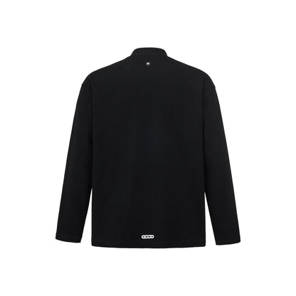 GOODBRAND Splicing Sequin Printed Logo Long Sleeved Tee Black (FW25)
