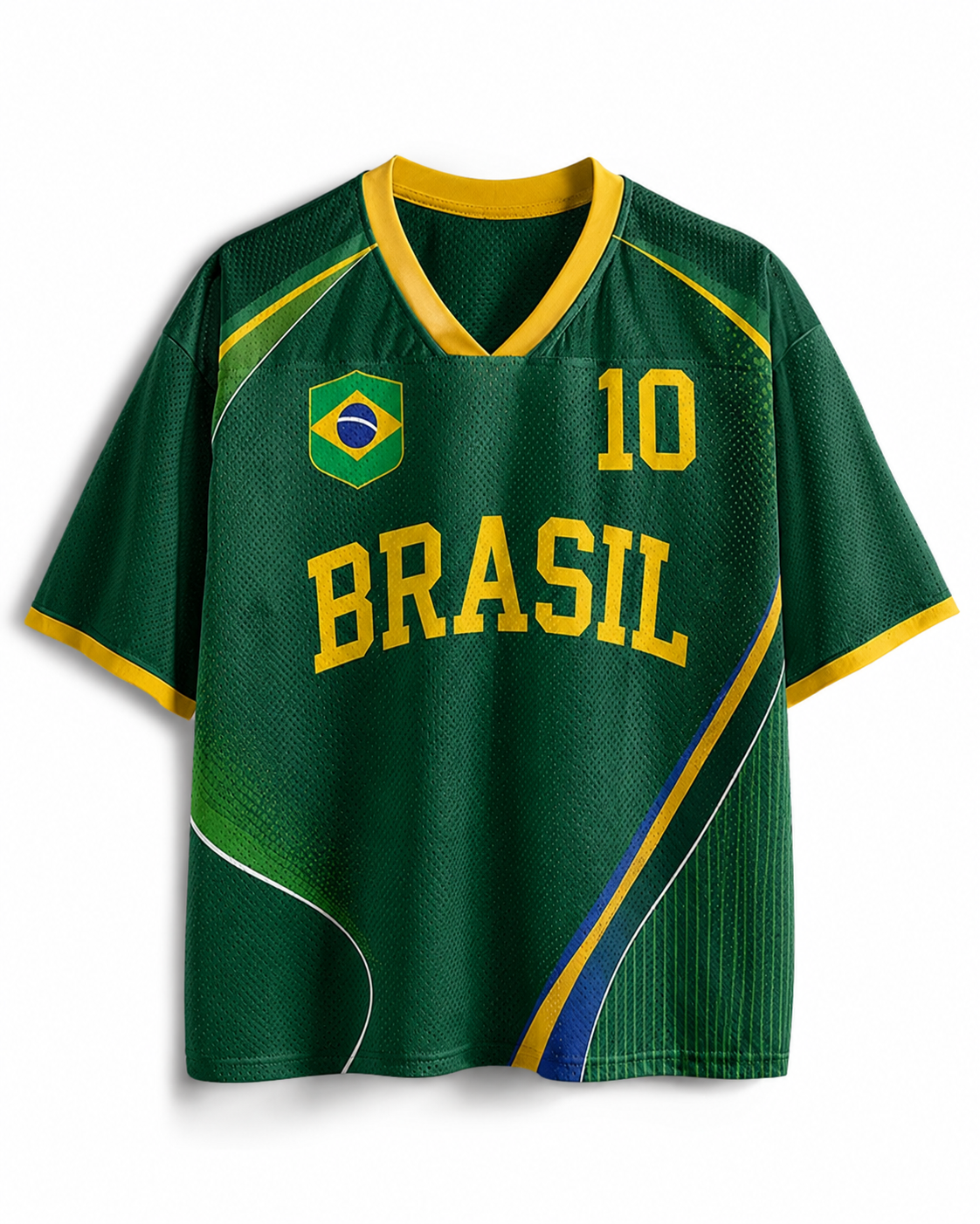 TheRetroTee Vintage Brazil Football Heritage Mesh Jersey