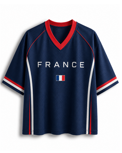 TheRetroTee Vintage France Football Heritage Mesh Jersey