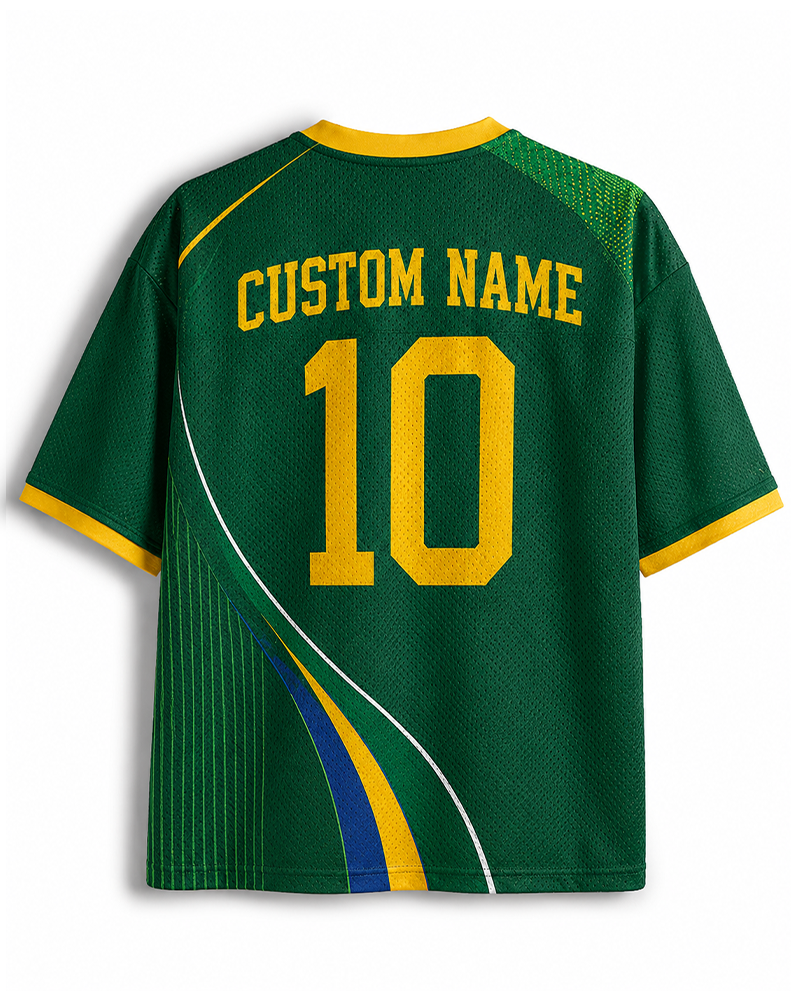 TheRetroTee Vintage Brazil Football Heritage Mesh Jersey