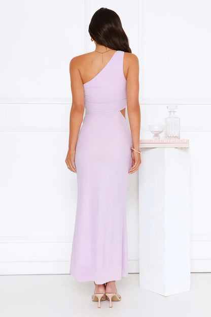 Style Capital One Shoulder Mesh Maxi Dress