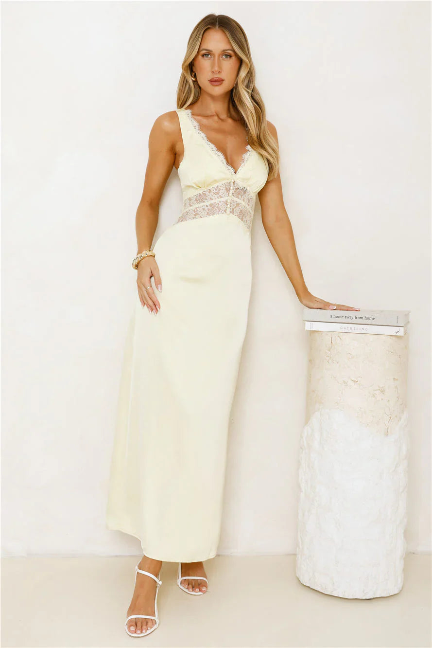 Softly In Season Satin Maxi Dress