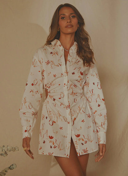 Corfu Linen Shirt Dress - Safari