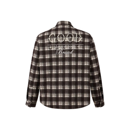 GOODBRAND Classic Slogan Pearl Plaid Shirt Brown (FW25)