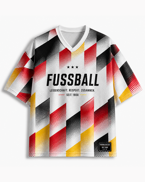 TheRetroTee Vintage Fussball Culture Geometric Soccer Mesh Jersey