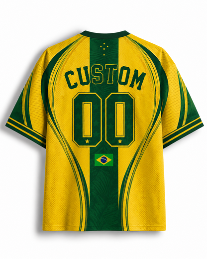 TheRetroTee Vintage Brazil Football Heritage Mesh Jersey