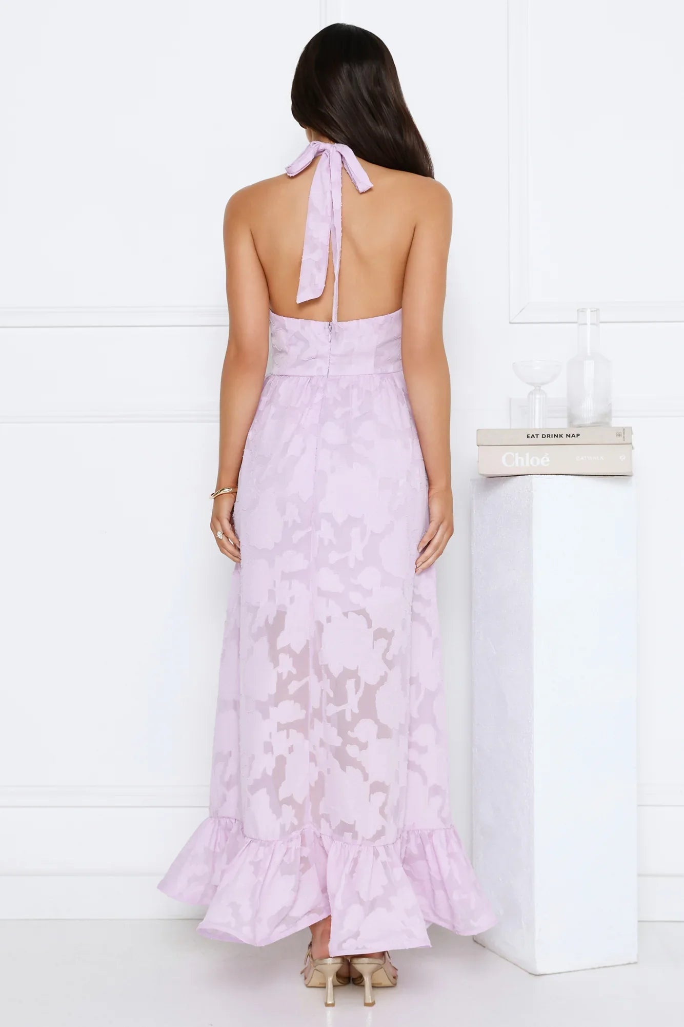 Sunbeam Shell Halter Maxi Dress