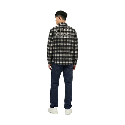 GOODBRAND Classic Slogan Pearl Plaid Shirt Black (FW25)