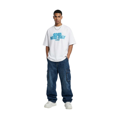 GOODBRAND Blue Galaxy Tube Beaded Tee White (SS26)