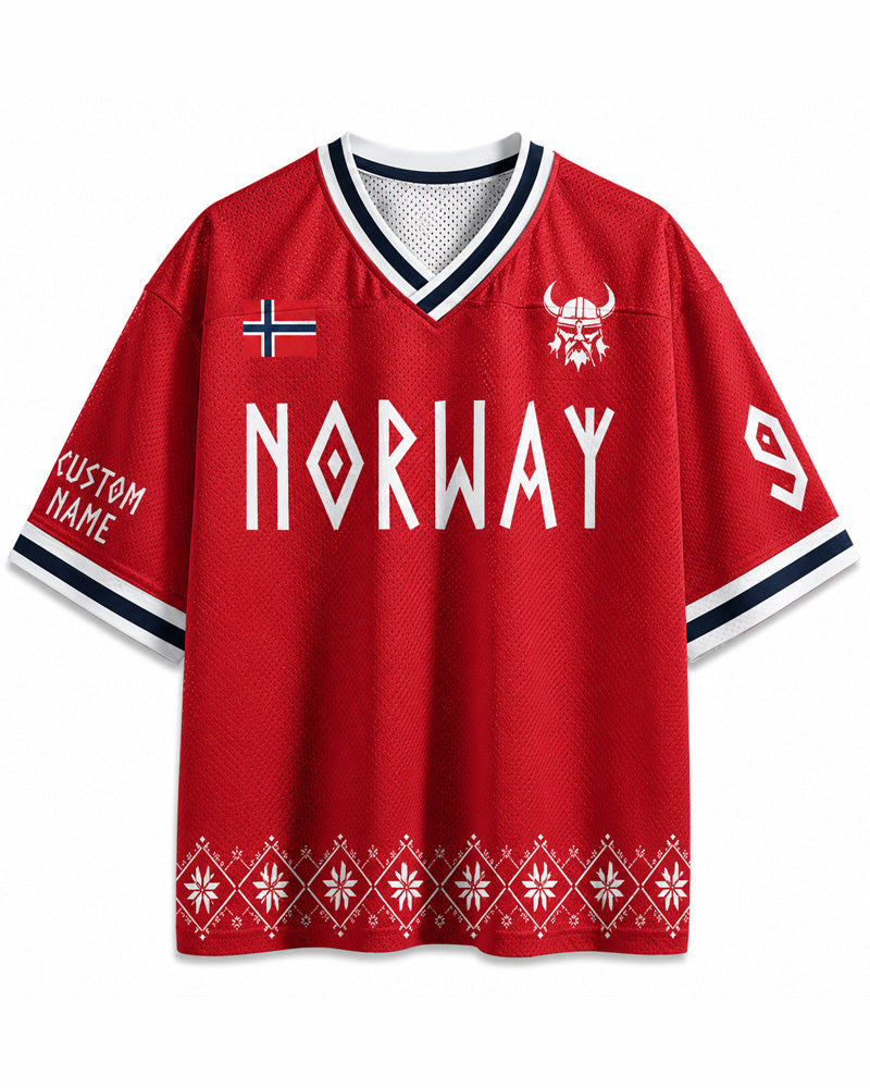 TheRetroTee Custom Name Norway Soccer Mesh Jersey