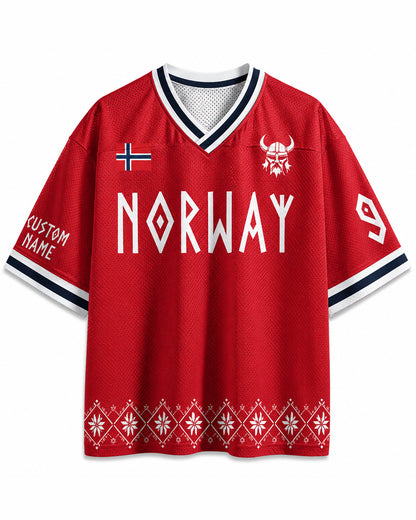 TheRetroTee Custom Name Norway Soccer Mesh Jersey