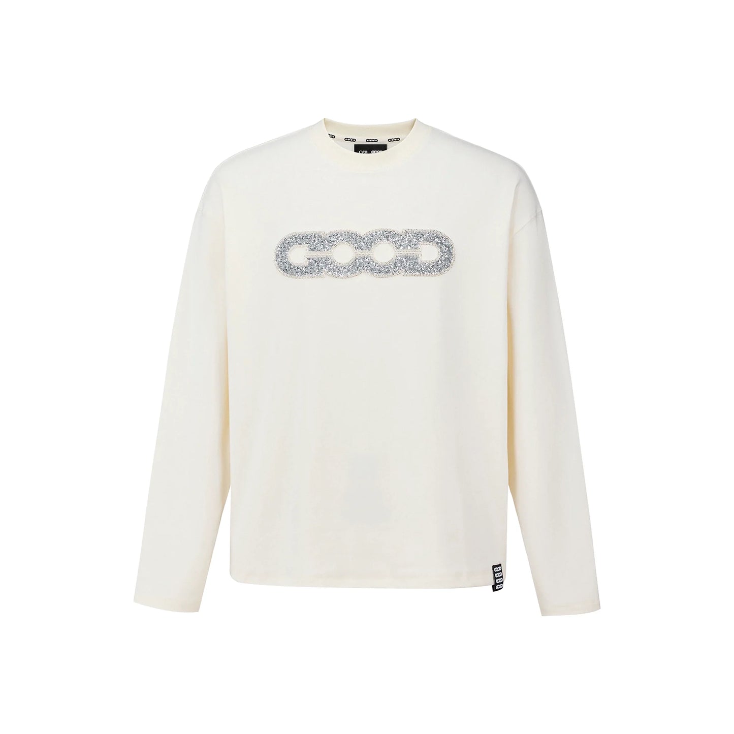 GOODBRAND Good Map Sequin Embroidered Long Sleeved Tee White (FW25)