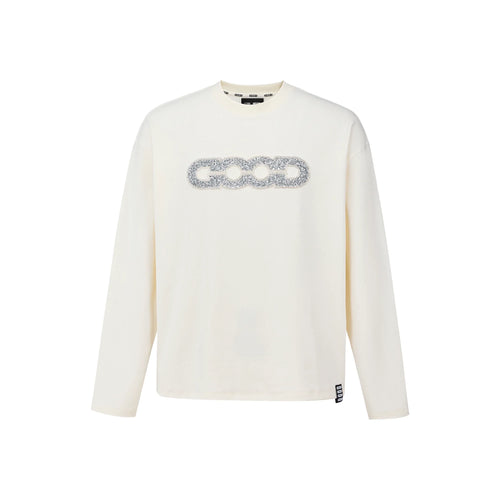 GOODBRAND Good Map Sequin Embroidered Long Sleeved Tee White (FW25)