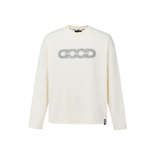 GOODBRAND Good Map Sequin Embroidered Long Sleeved Tee White (FW25)