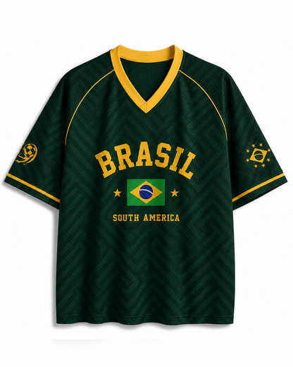 TheRetroTee Vintage Brazil Football Heritage Mesh Jersey