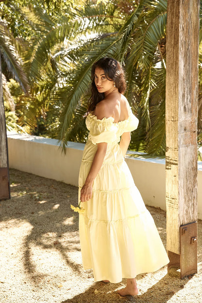 Sunflower Girl Off Shoulder Maxi Dress Yellow