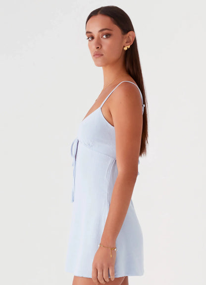 Flora Linen Mini Dress - Baby Blue
