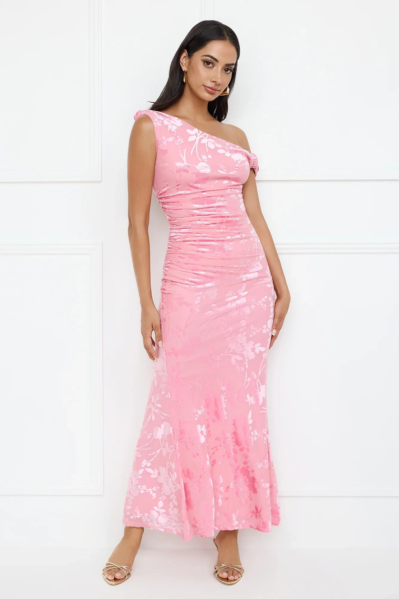 Sultry Poise Mesh Off Shoulder Maxi Dress
