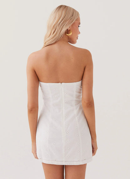 Bronwyn Broderie Mini Dress - White