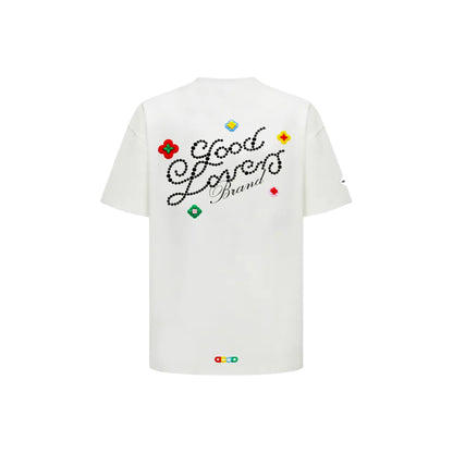 GOODBRAND Good Loves 3D Embroidered Slogan Tee White (SS25)