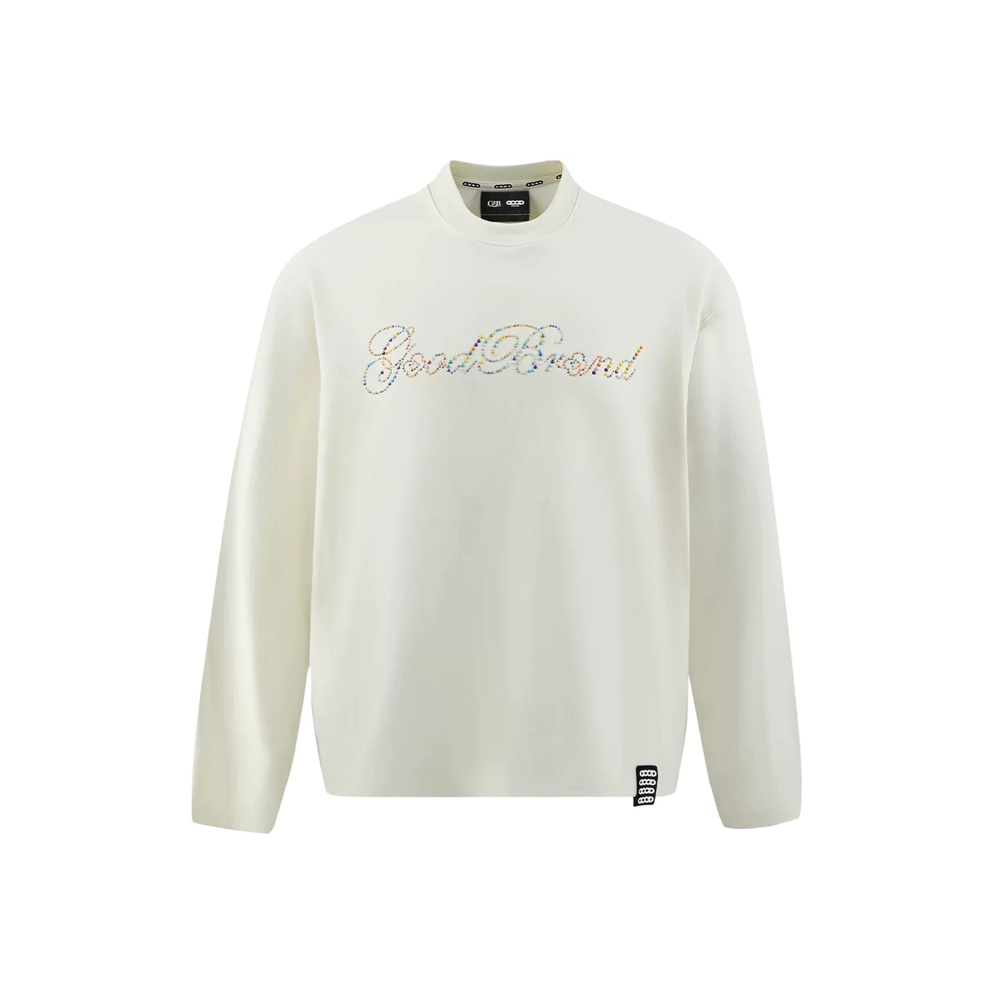 GOODBRAND Beaded Floral Pattern Long Sleeved Tee White (FW25)
