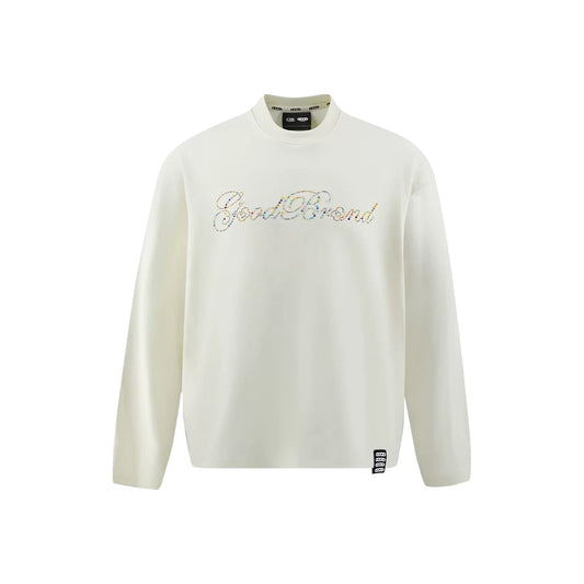 GOODBRAND Beaded Floral Pattern Long Sleeved Tee White (FW25)