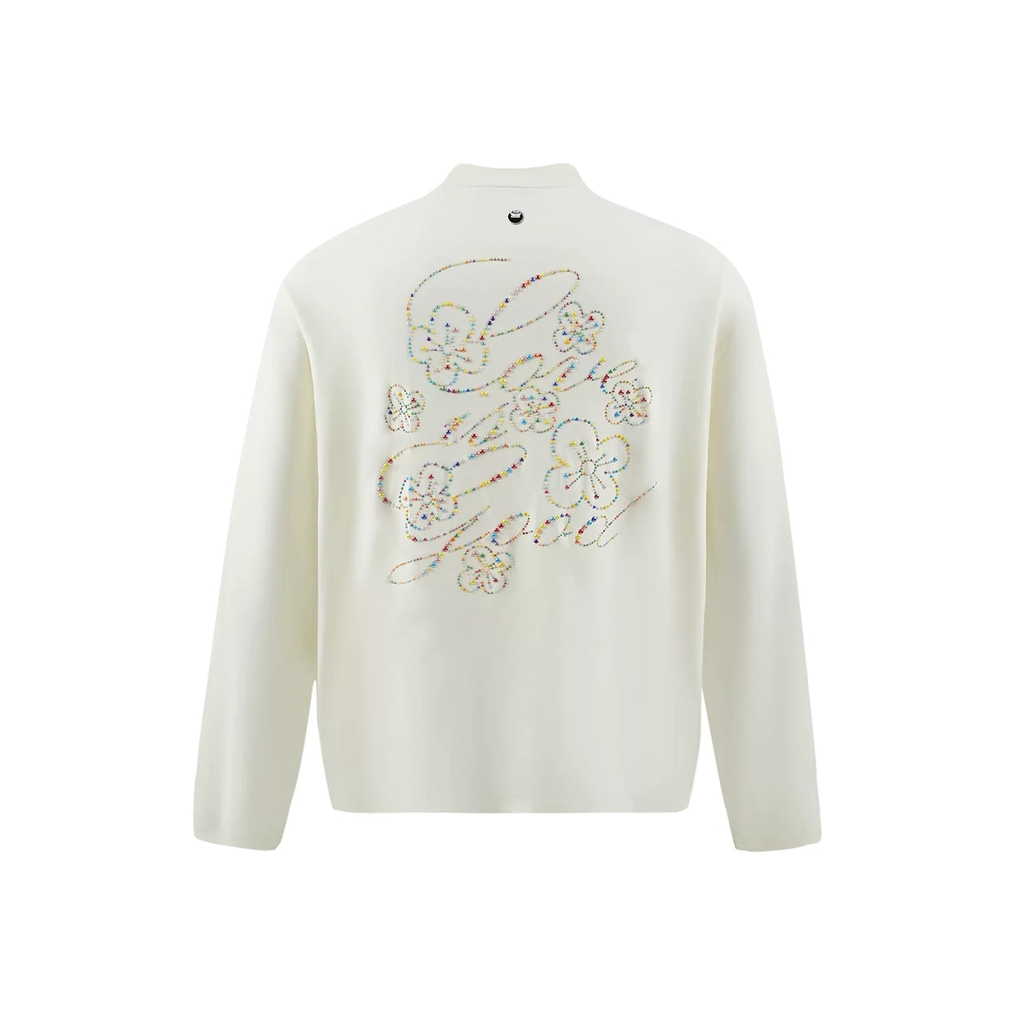 GOODBRAND Beaded Floral Pattern Long Sleeved Tee White (FW25)