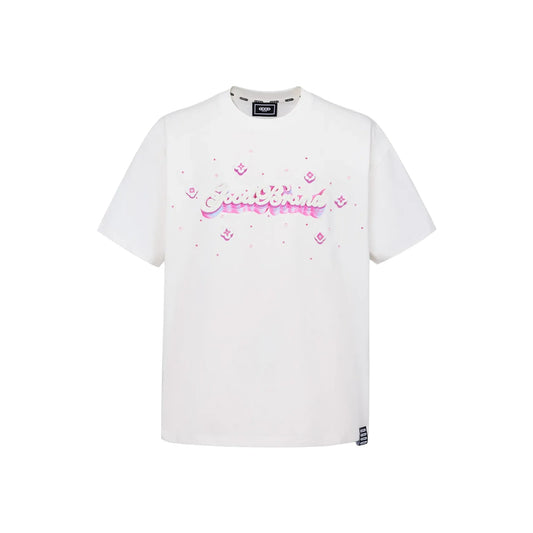 GOODBRAND 3D Logo Floral Embroidery Rhinestone Tee White (SS26)