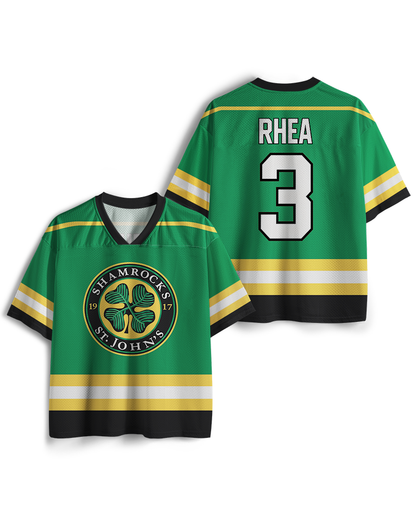 TheRetroTee Shamrocks #3 Green Hockey Mesh Jersey