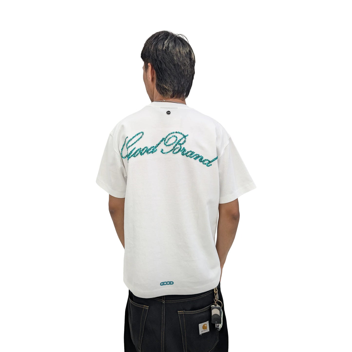 GOODBRAND Island Coconut Forest Sequin Embroidered Tee White (SS25)